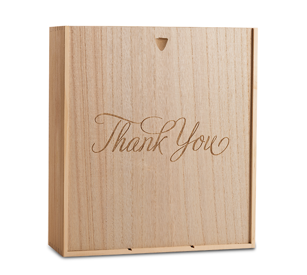 3 Bottle Wooden Box Thank You 3 Bottle Wooden Box Thank You